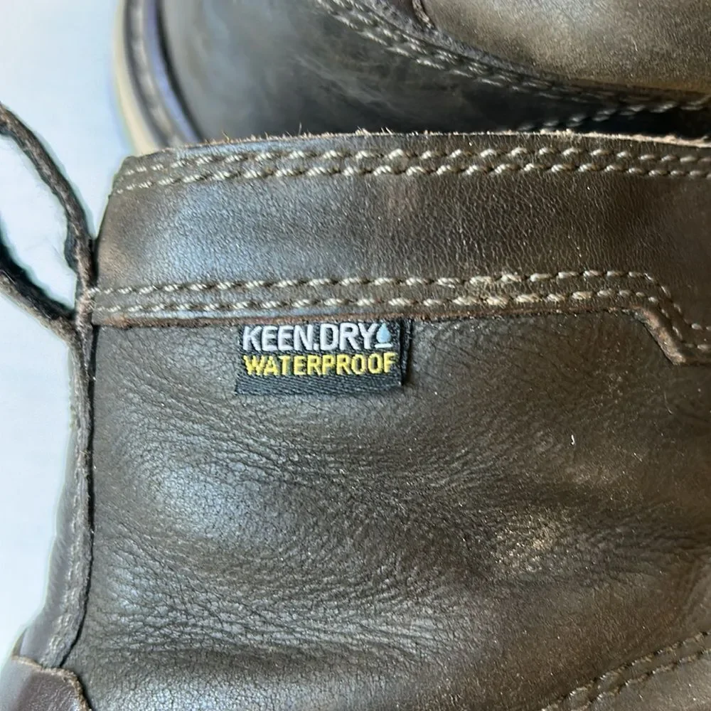 KEEN Men's Dark Brown Lace Up Waterproof Leather Oil Resistant,Utility Boots 10